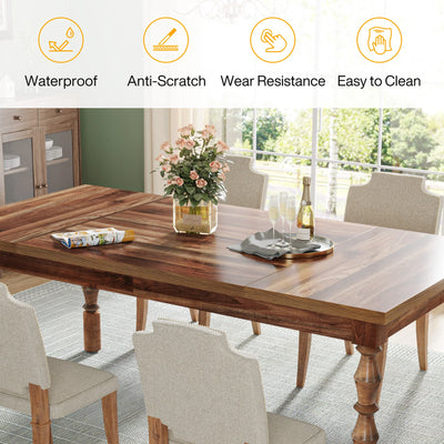 Mesa de comedor de madera Winster | Mesa de cocina de 62" con patas torneadas talladas para 4-6 personas