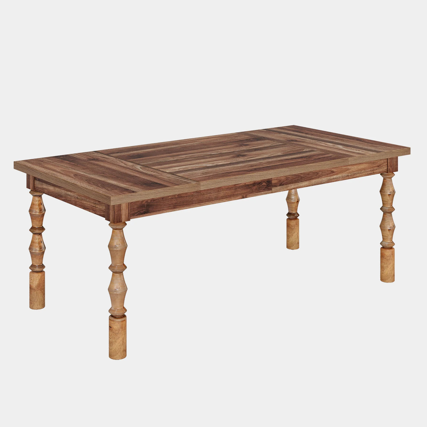 Winster Wood Dining Table | 62” Kitchen Table with Carved Turned Legs for 4-6 People