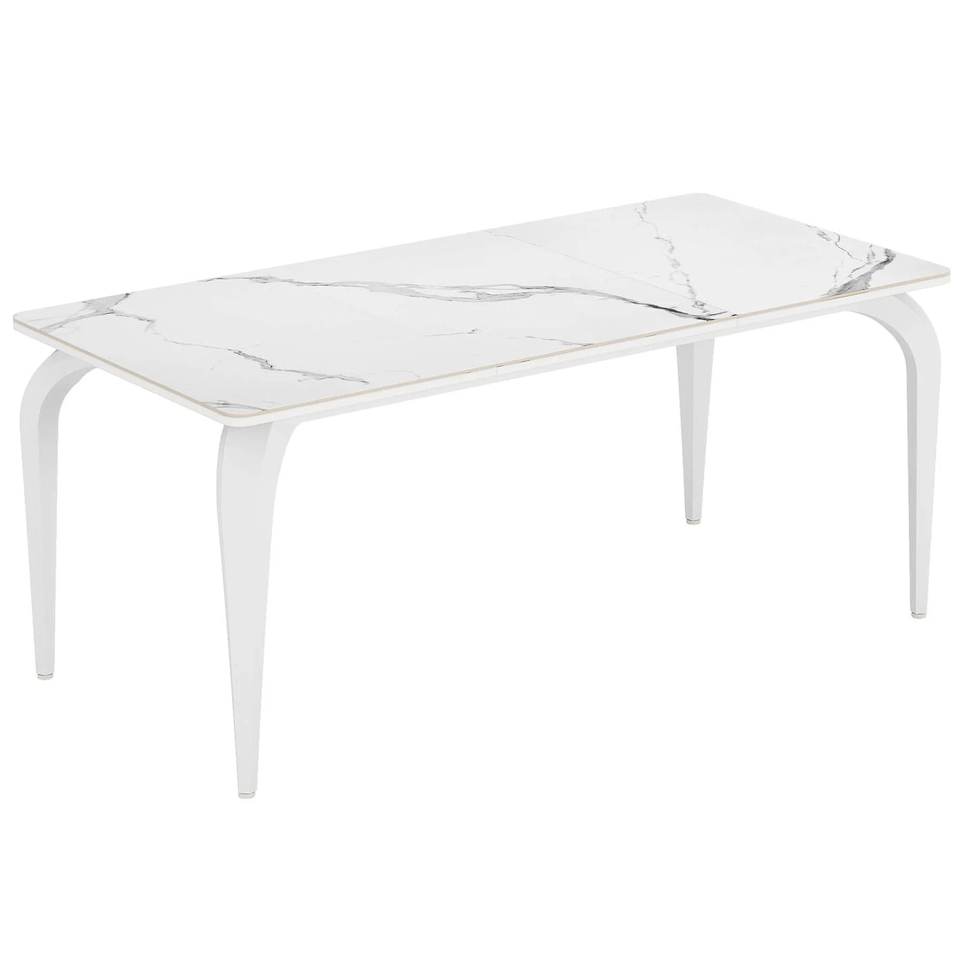 Rever Modern Dining Table | 63" Marble Sintered Stone Kitchen Table with Metal Legs Rectangular