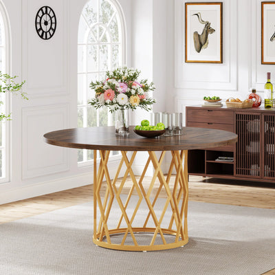 Lennon Round Dining Table for 4-6 People | 47.2" Circle Kitchen Dinner Table with Metal Base