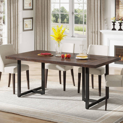Henley Farmhouse Dining Table | Industrial Rectangular Wooden Kitchen Table for 4-6 People