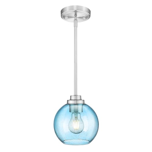 Modern Polished Gold Pendant Light, Mid Century Globe Hanging Light Fixture with Clear Glass for Kitchen Island Dining Room Bedroom Hallway Foyer (2 Pack), PL101BG-2PK