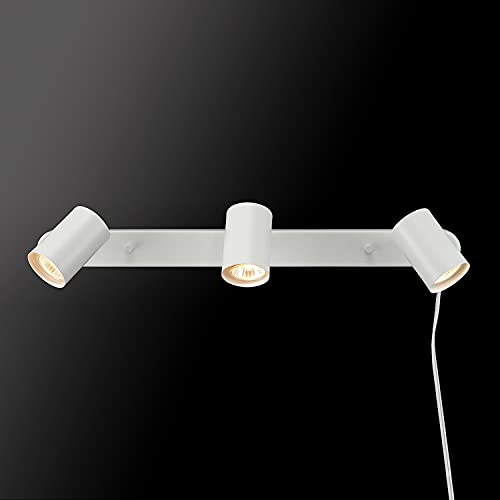 3-Light Plug-in Track Lighting, Matte White, 15 Foot Cord, in-Line On/Off Rocker Switch, Kitchen, Bathroom, Home Essentials, Ceiling Light, Dorm, Dining Room, Hallway