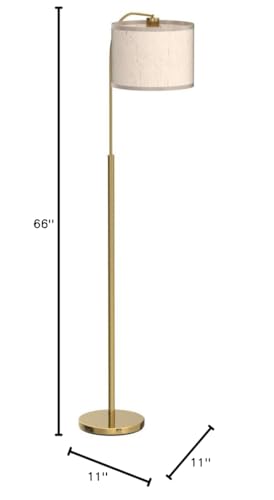 LED Floor Lamp Fully Dimmable Modern Standing Lamp Arc Floor Lamp with Adjustable Drum Shade, Gold Tall Pole Reading Lamp Corner Light for Living Room Bedroom Study Room, Bulb Included