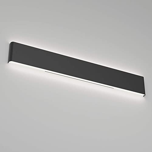 15.7in LED Modern Matte Black Wall Sconce 2-Pack Aluminum Indoor LED Up and Down Modern Bathroom Wall Lighting Fixtures 14W Warm White Light 3000K