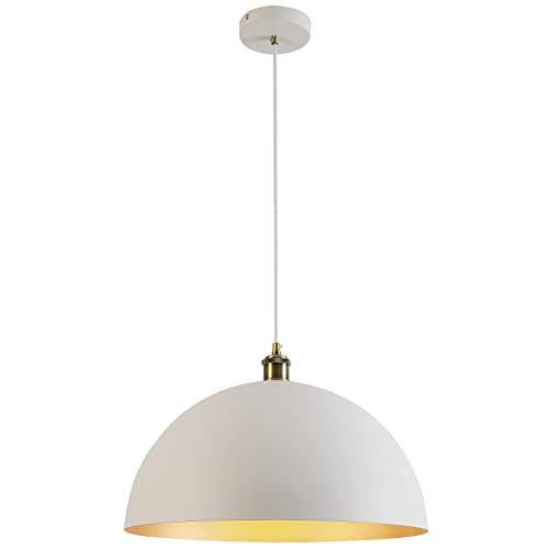 Modern Pendant Light,Farmhouse pendant light 17.72 "Farmhouse pendant light Industrial Large Dome Chandelier White and gold finish lighting fixture line length 78.74" Kitchen island, bedroom