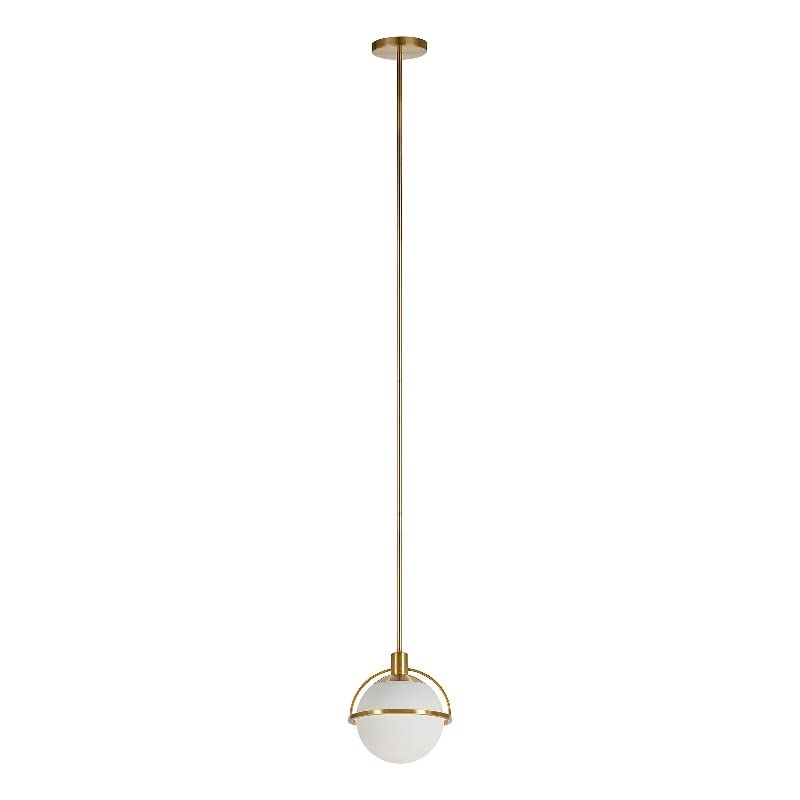 Cieonna Globe & Stem Floor Lamp with Glass Shade in Brass/White, 68" Tall