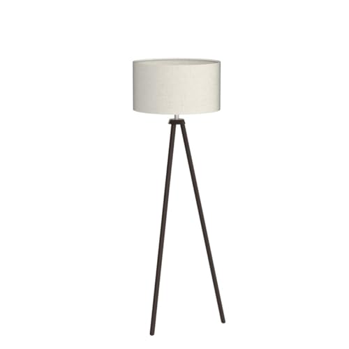 Wood Tripod Floor Lamp, Mid Century Standing Lamp for Living Room, Flaxen Lamp Shade, Modern Design Standing Lamp with E26 Lamp Base, Tall Floor Lamp for Bedroom, Study Room and Office Brown