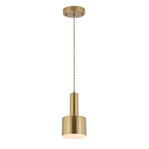 Modern Mini Pendant Light with 4W LED Bulb, One-Light Adjustable Metal Pendant Lighting Fixture for Kitchen Island Cafe Bar, Gold