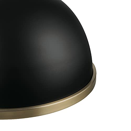 1-Light Semi-Flush Mount Ceiling Light, Matte Black, Matte Brass Accents, Bulb Not Included