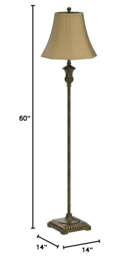 Traditional Floor Lamp, Antique Gesso 60" x 14"