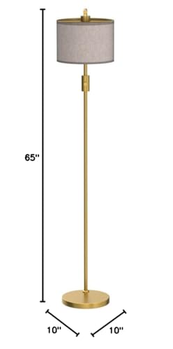 Dimmable Floor Lamp, 1200 Lumens LED Bulb Included, Gold Arc Floor Lamps for Living Room Modern Standing Lamp with Linen Shade, Tall Lamp for Living Room Bedroom Office Reading Room Nursery