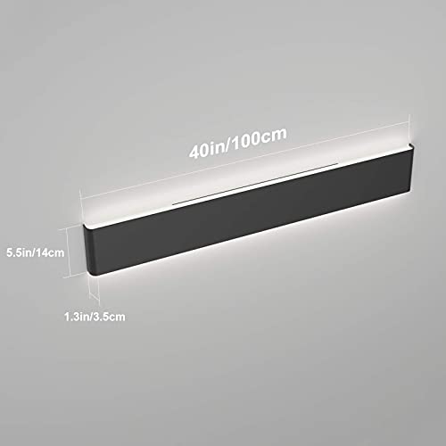 15.7in LED Modern Matte Black Wall Sconce 2-Pack Aluminum Indoor LED Up and Down Modern Bathroom Wall Lighting Fixtures 14W Warm White Light 3000K