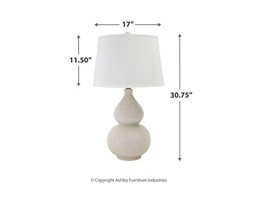 31" Ceramic Table Lamp with Double Gourd Base, Cream