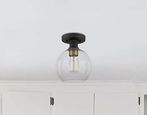 Modern Farmhouse 2-Light Vanity Light Wall Sconce Lighting with Clear Glass Globe Shade in Light Black Finish for Bedroom, Hallway, Kitchen