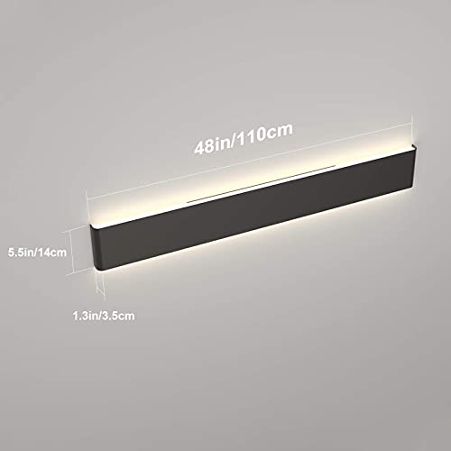 15.7in LED Modern Matte Black Wall Sconce 2-Pack Aluminum Indoor LED Up and Down Modern Bathroom Wall Lighting Fixtures 14W Warm White Light 3000K