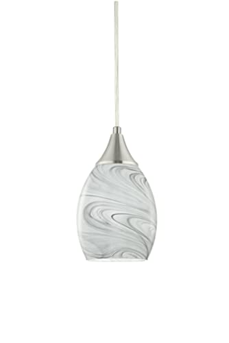 Pendant Lighting, 1 Light Mini Pendant Light in Brushed Nickel with Gray Glass Shade, ETL Listed.