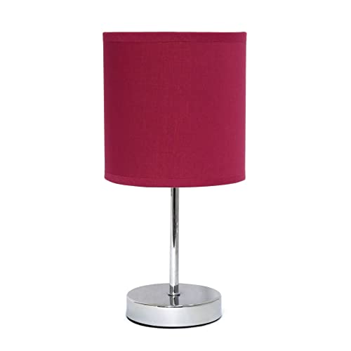 Chrome Mini Basic Table Lamp with Fabric Shade, White