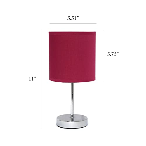 Chrome Mini Basic Table Lamp with Fabric Shade, White