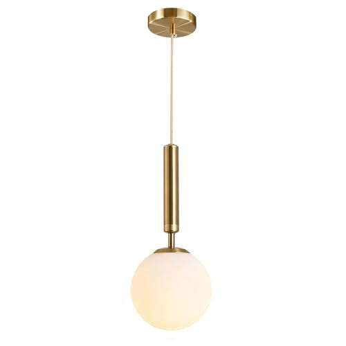 Modern 3 Light Cluster Pendant Lights Kitchen Island Mid Century Adjustable Brushed Gold Globe Chandelier Pendant Light Fixture Retro Vintage Milk White Glass Round Multi Hanging Ceiling Light