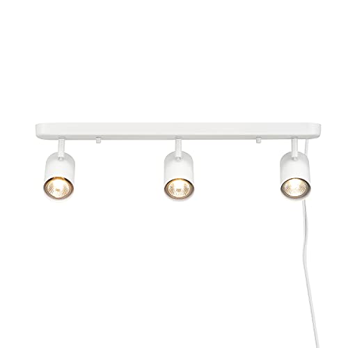 3-Light Plug-in Track Lighting, Matte White, 15 Foot Cord, in-Line On/Off Rocker Switch, Kitchen, Bathroom, Home Essentials, Ceiling Light, Dorm, Dining Room, Hallway