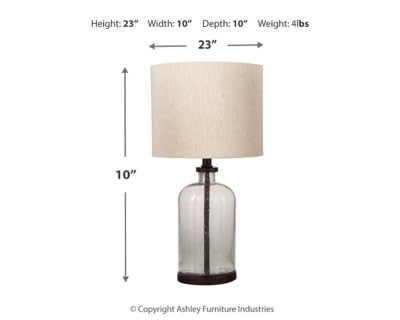 Signature Design by Ashley Bandile Modern Farmhouse 22.5" Seeded Glass Table Lamp, Bronze