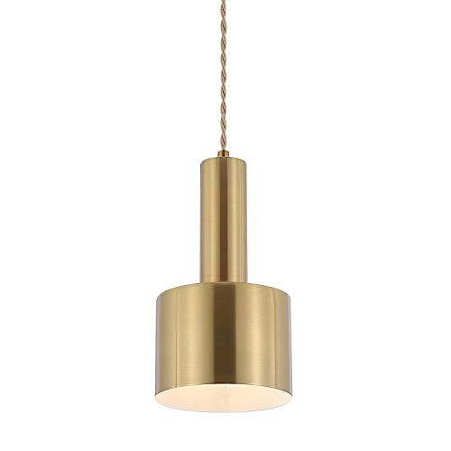 Modern Mini Pendant Light with 4W LED Bulb, One-Light Adjustable Metal Pendant Lighting Fixture for Kitchen Island Cafe Bar, Gold