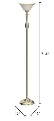 Floor Lamp, Standing Lamp 72-inch Tall Lamp Brushed Nickel White Alabaster Glass Shade - Torchiere, Pole Lamp, Corner Lamp, Floor Lamps for Living Room, Standing Lamps for Bedroom