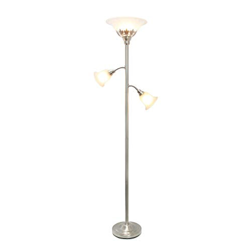 3 Light Floor Lamp with Scalloped Glass Shades, Restoration Bronze/Champagne