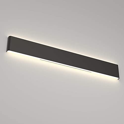 15.7in LED Modern Matte Black Wall Sconce 2-Pack Aluminum Indoor LED Up and Down Modern Bathroom Wall Lighting Fixtures 14W Warm White Light 3000K