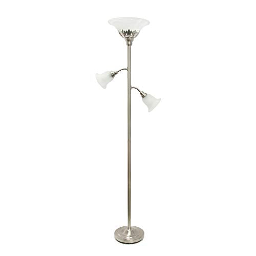 3 Light Floor Lamp with Scalloped Glass Shades, Restoration Bronze/Champagne