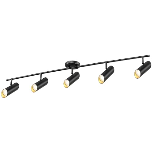 44" Adjustable LED Track Light - 4000K Gold Ceiling Track Lighting Fixture, 350° Rotatable | Modern Kitchen Track Lights | Versatile LED Track Lighting Kit, 4FS78TL-5 BG