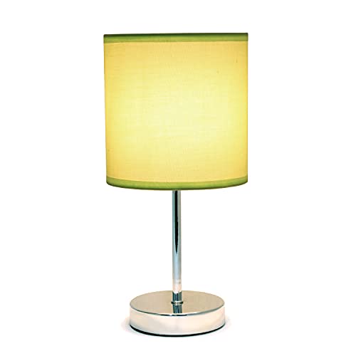 Chrome Mini Basic Table Lamp with Fabric Shade, White