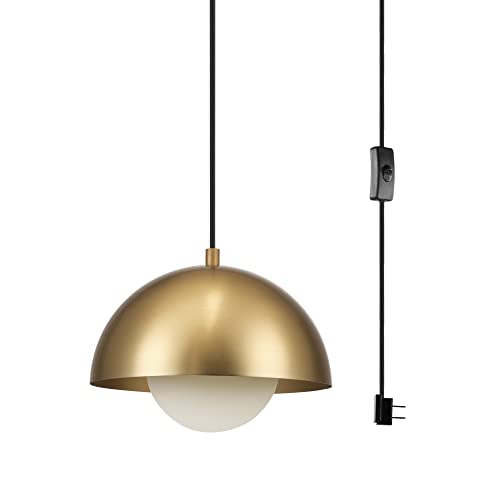 1-Light Pendant Lighting, Matte Brass, Bulb Not Included