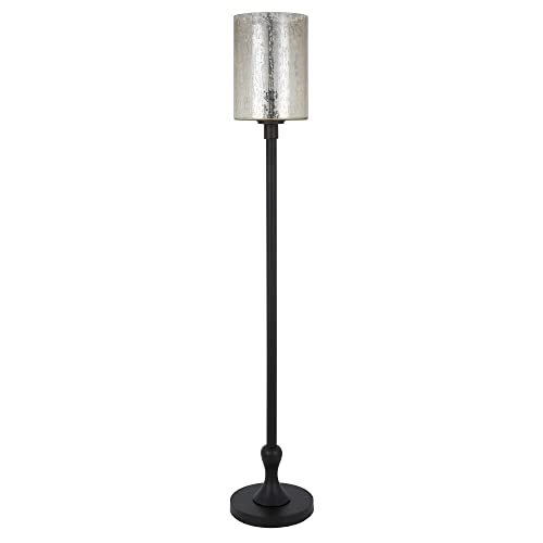 68.75" Tall Floor Lamp with Glass Shade in Blackened Bronze/Mercury Glass