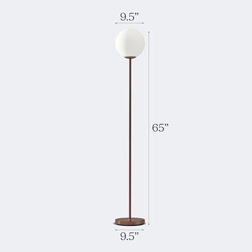 LED Floor lamp, Modern Lamp for Living Rooms & Offices, Great Living Room Décor, Tall Lamp with Frosted Glass Globe, Mid Century Standing Lamp for Bedroom Reading - Brass/Gold