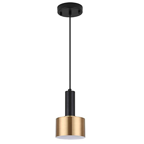 Modern Mini Pendant Light with 4W LED Bulb, One-Light Adjustable Metal Pendant Lighting Fixture for Kitchen Island Cafe Bar, Gold