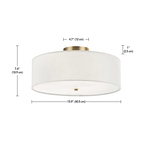 2-Light Flush Mount Ceiling Light, Dark Bronze, White Linen Shade, Kitchen, Lights, Bathroom, Home Essentials, Bedroom, Closet Light, Lighting Fixtures