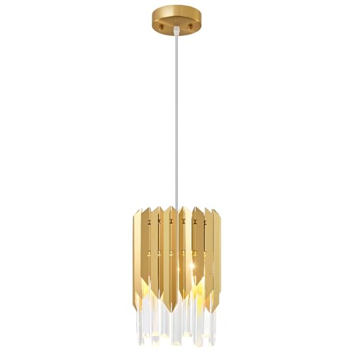 Modern Crystal Gold Pendant Light Fixtures for Kitchen Island Luxury Gold Chandelier Perfect for Dining Room, Bedroom, Kitchen, Living Room