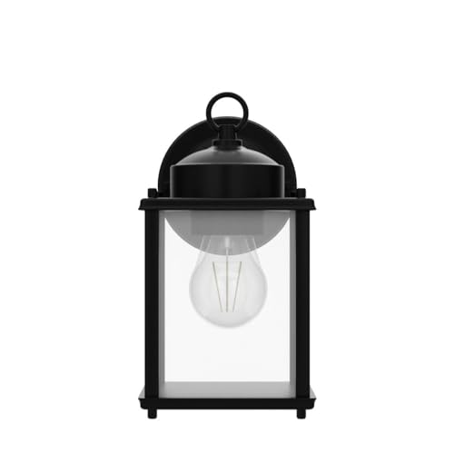 Outdoor Wall Lantern, Exterior Waterproof Wall Sconce Light Fixtures, Black Front Door Wall Lighting with Clear Beveled Glass Shade, 2 Pack