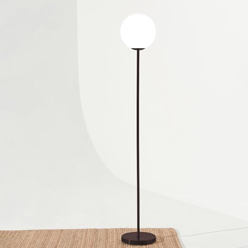 LED Floor lamp, Modern Lamp for Living Rooms & Offices, Great Living Room Décor, Tall Lamp with Frosted Glass Globe, Mid Century Standing Lamp for Bedroom Reading - Brass/Gold