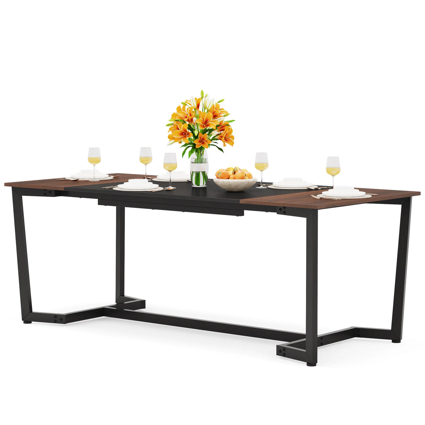Clinton Wood Dining Table | Rectangular Kitchen Table Dining Room Table for 6 People
