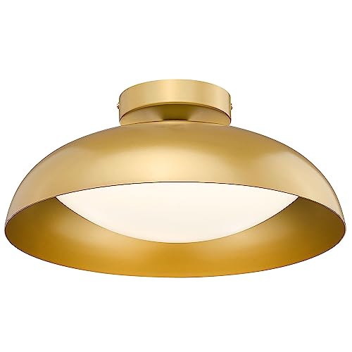 Gold Ceiling Light, 12 Inch LED Semi Flush Mount Ceiling Light Fixture, 12W/700Lm Ceiling Lights for Kitchen, Bathroom, Hallway, 3000K/4000K/6000K Adjustable, KDCL01-GD