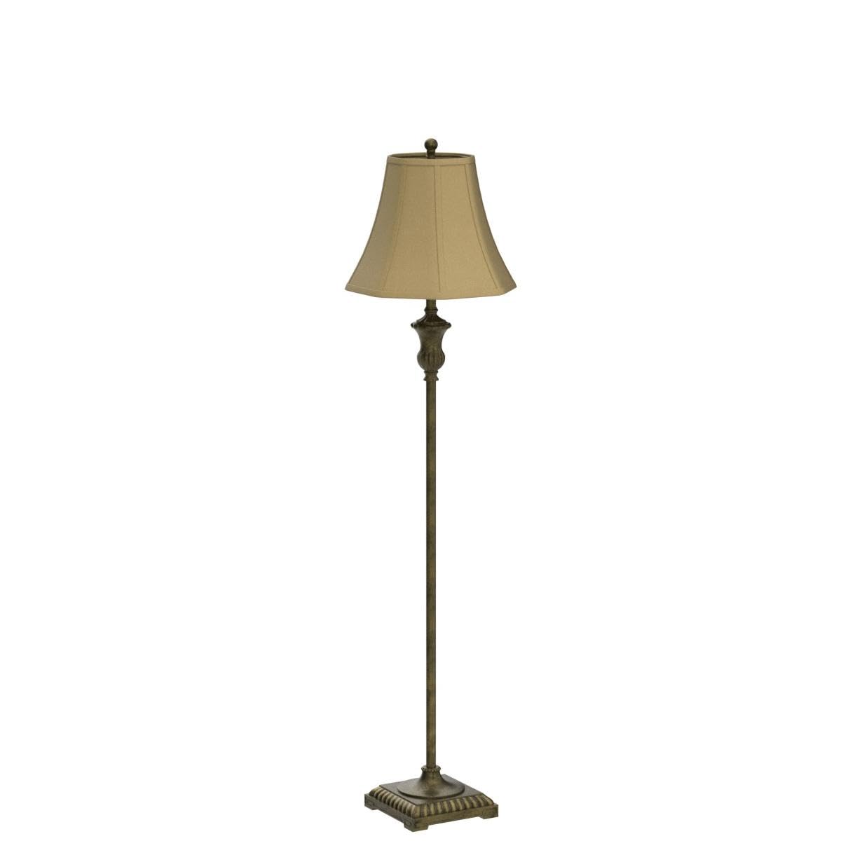 Traditional Floor Lamp, Antique Gesso 60" x 14"