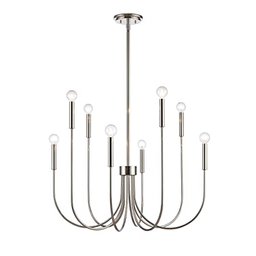 8-Light Chandelier - in Antique White Finish, 28-Inch Wide, Transitional Style