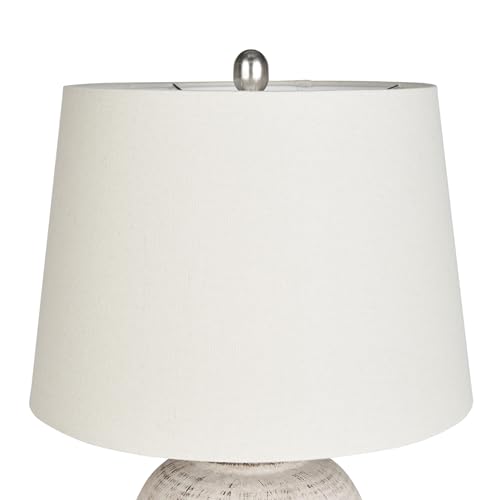 Nourison 23" Rustic Brown (Gray Undertones) Ceramic Pot Table Lamp for Bedroom, Living Room, Dining Room, Office, with Beige Tapered Drum Shade