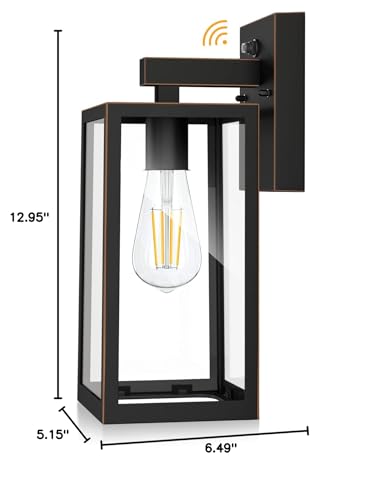 Sensor Outdoor Wall Sconce, Exterior Wall Lantern Fixture with E26 Base, Wall Mount Waterproof Wall Lamp for Porch, Doorway