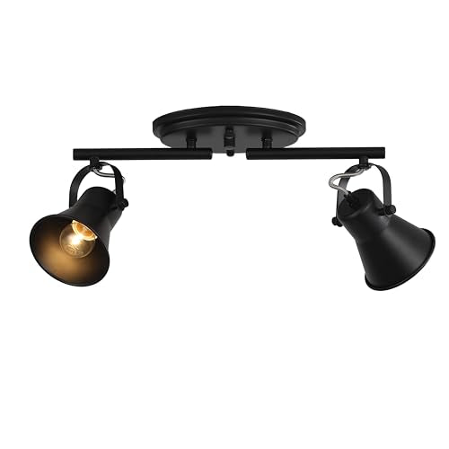 3-Light Track Lighting Kit,Black Semi Flush Mount Ceiling Light with 3 Rotatable Light Heads,Industrial Accent Lighting for Livingroom,Bathroom,Hallway,Art Wall,Bathroom,Kitchen.(3-Light)