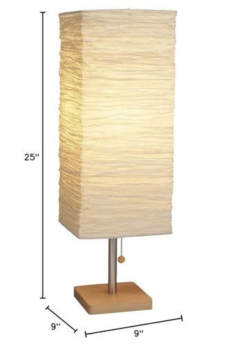 Table Lamp, 25 in., 100 W Incandescent/ 26W CFL, Natural Rubber Wood/Steel Accents, 1 Table Lamp , White