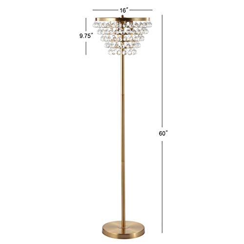 60" Crystal/Metal LED Floor Lamp, Contemporary, Modern, Transitional, Elegant, Office, Living Room, Family Room, Dining Room, Bedroom, Hallway, Foyer, Brass Gold/Clear